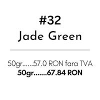 a black and white image with the words 32 jade green