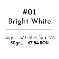 a white label with the words bright white