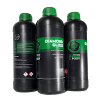 three bottles of diamond gloss on a black background