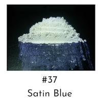 a white powder with the words 37 satin blue